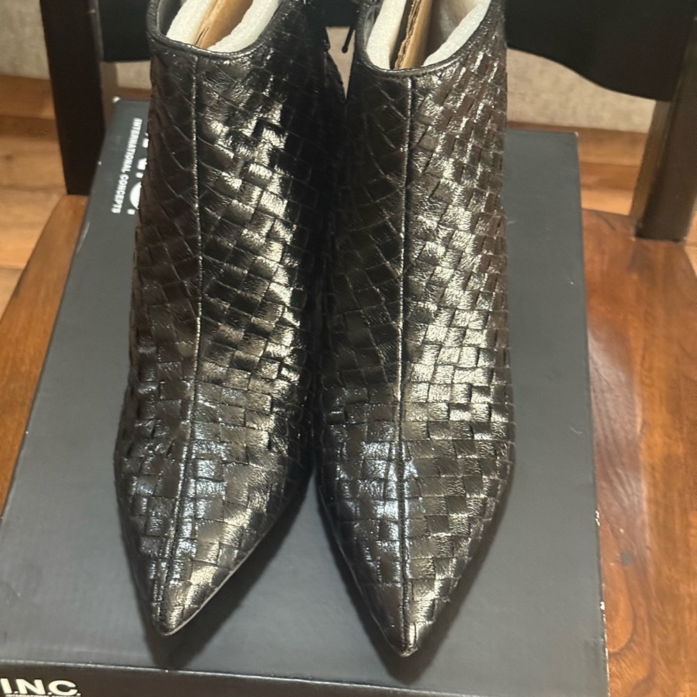 INC International Concepts Black Textured Ankle Boots